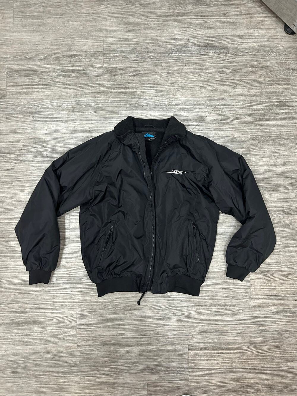 Vintage Tri-Mountain Lektro Aviation Corporate Jacket Black Fleece Lined Men's L